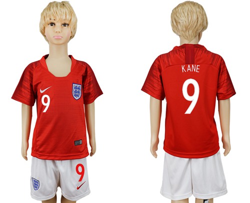 England #9 Kane Away Kid Soccer Country Jersey - Click Image to Close